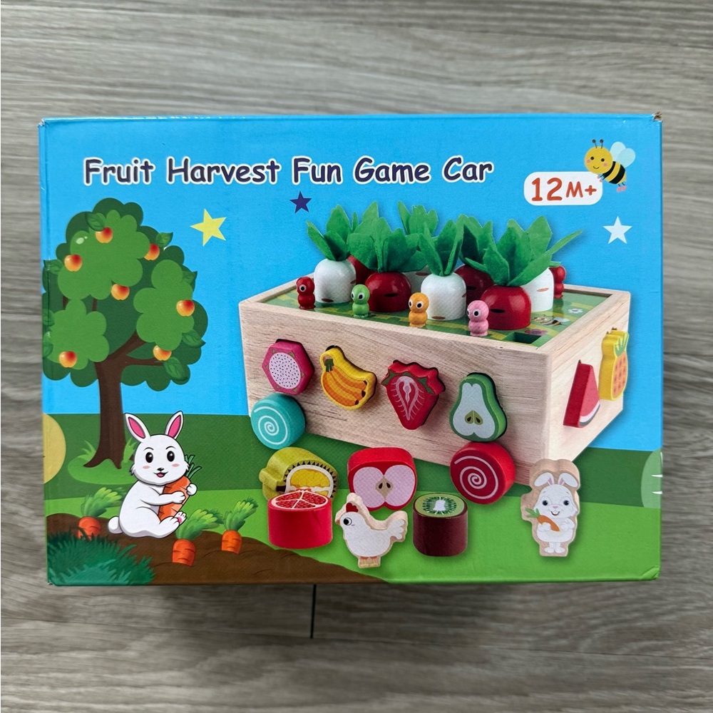 NIB Fruit Harvest Fun Game Car - Wooden Kids Toy